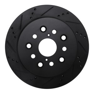 Lexus LS430 Brake Rotor (1) - Rear Left - R1 Concepts - Drilled & Slotted - Black - `01-`06